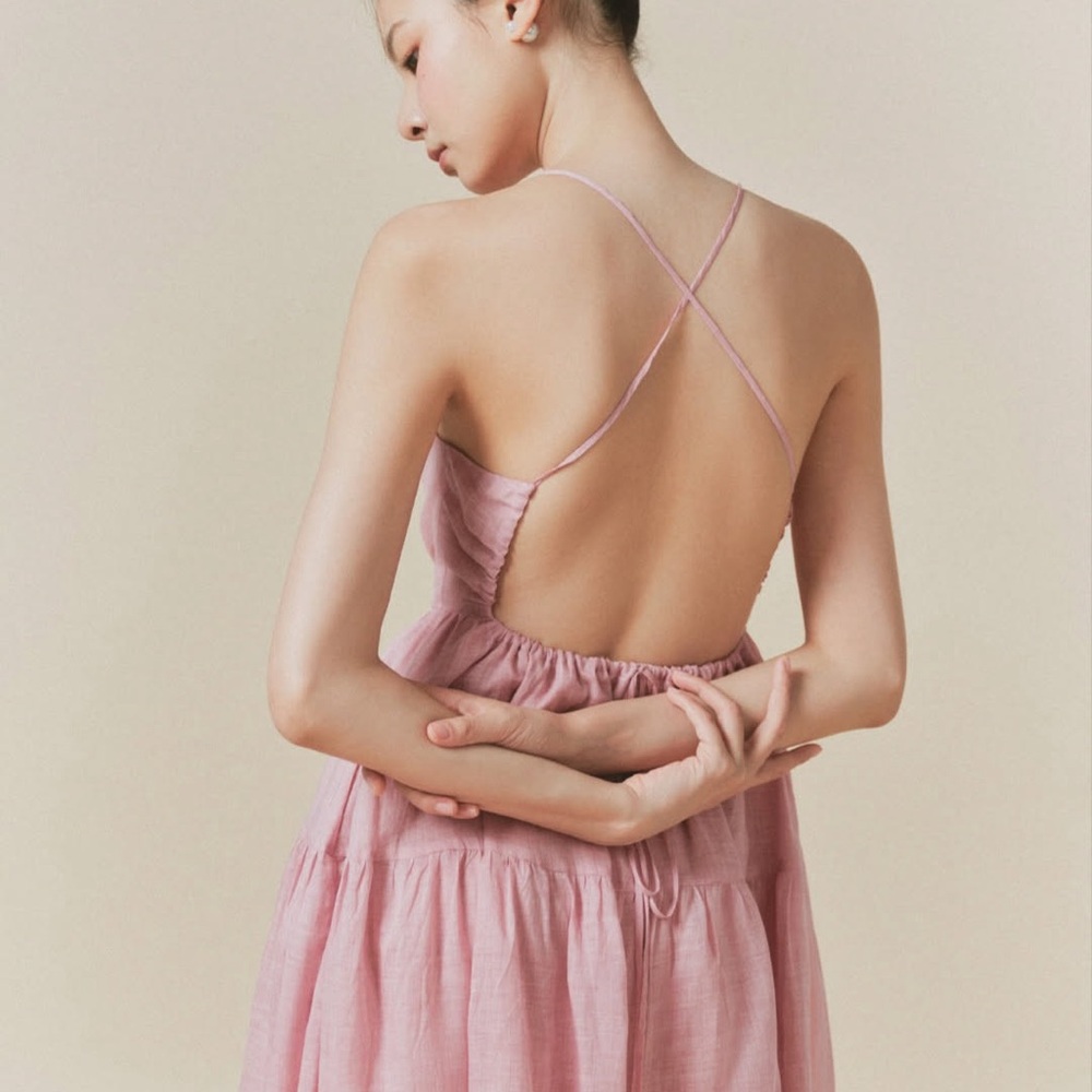 Elegant Pink Strappy Dress